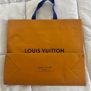 Louis Vuitton Bold Orange Tote with Blue Handles